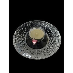 1995 Orrefors Sweden Crystal Discus 5.25" Votive Candle Holder by Lars Hellsten